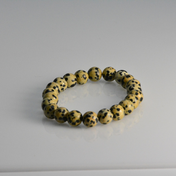 Dalmatian Jasper Bracelet - Stretch Bracelet - Picture 3 of 4